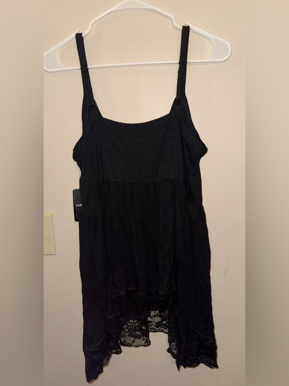 torrid Deep Black Vintage Slub Lace Trim Cami - Picture 4 of 4